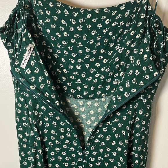 Reformation Green Floral Sarah Chive Spaghetti Strap Mini Sundress Sz 10 - Picture 9 of 11